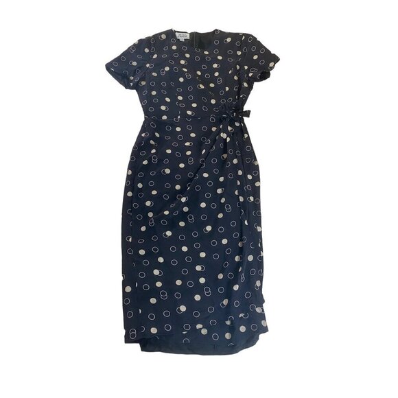 Nicole Summers 100% Silk Women's Polka Dot Wrap Summer Dress - 14 - Picture 1 of 14